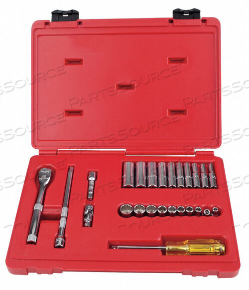 SOCKET WRENCH SET SAE 1/4 IN DR 25 PC