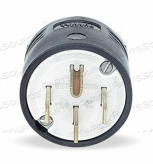 OEM#: HBL9451CSTRAIGHT BLADE PLUG, 50A, 125/250V, 2P 3W NYLON BLACK & WHITE by Hubbell Incorporated, Wiring Device-Kellums
