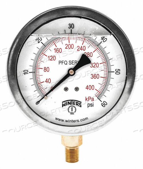 QUAL SS/BR GAUGE 4 1/4 LM 0-60 PSI/KPA
