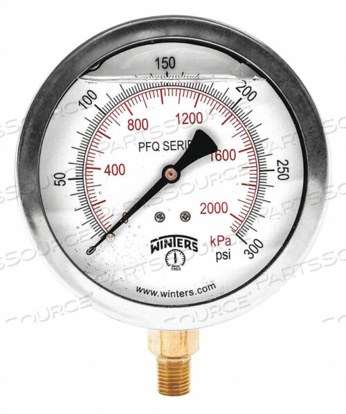 QUAL SS/BR GAUGE 4 1/4 LM 0-300 PSI/KPA