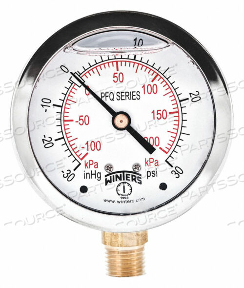 QUAL SS/BR GAUGE 2.5 1/4LM 30-0-30 PSI