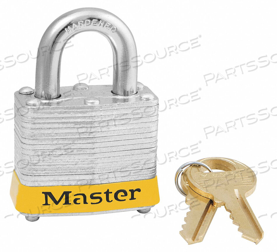 OEM#: 3KAS6YLWLAMINATED STEEL SAFETY PADLOCK 1-9/16W X 3/4H SHACKLE, YELLOW, 6/SET by Master Lock