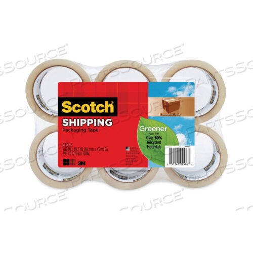 OEM#: 3750G-6GREENER COMMERCIAL GRADE PACKAGING TAPE, 3 CORE, 1.88 X 49.2 YDS, CLEAR, 6/PACK by 3M Consumer