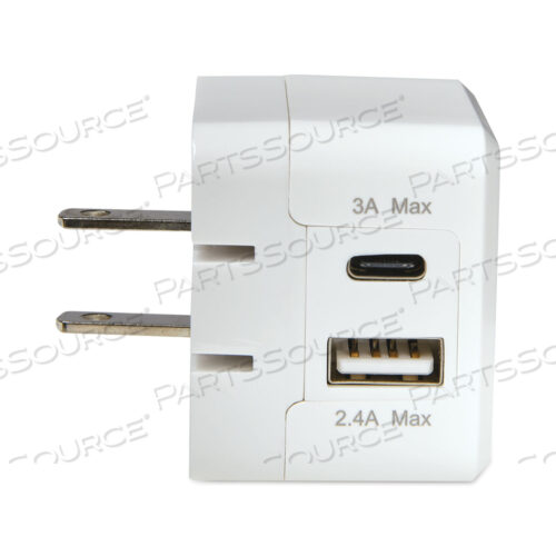 USB/TYPE C WALL CHARGER, WHITE