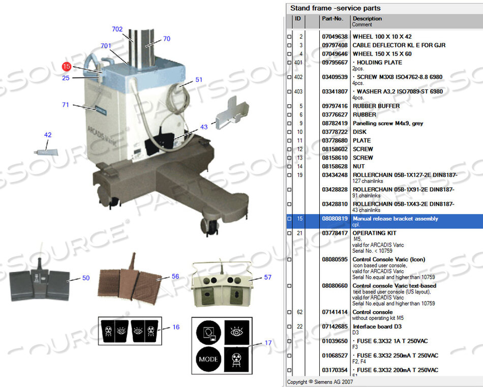 OEM#: 8080819MANUAL RELEASE BRACKET ASSEMBLY by Siemens Medical Solutions