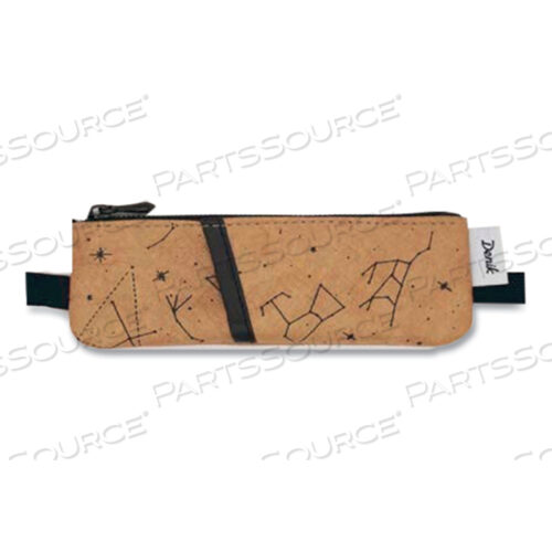 CONSTELLATION ZIPPER VEGAN LEATHER NOTEBOOK POUCH, 2 X 6.5, BROWN/BLACK