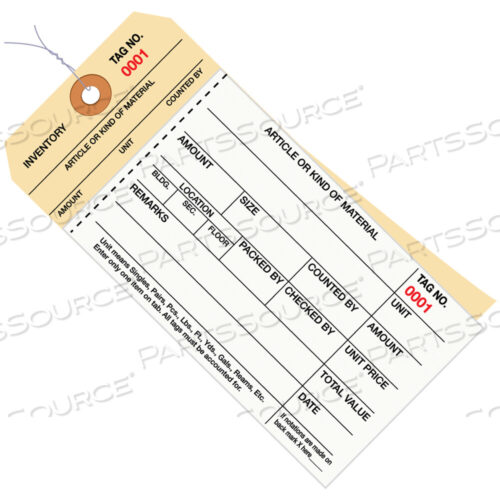 OEM#: G19103INVENTORY TAGS, 2 PART CARBONLESS STUB STYLE #8, PRE-WIRED, (4500-4999), 6 1/4 X 3 1/8, WHITE/MANILA, 500/CASE by BOX Partners (Box Acquisitions, LLC)
