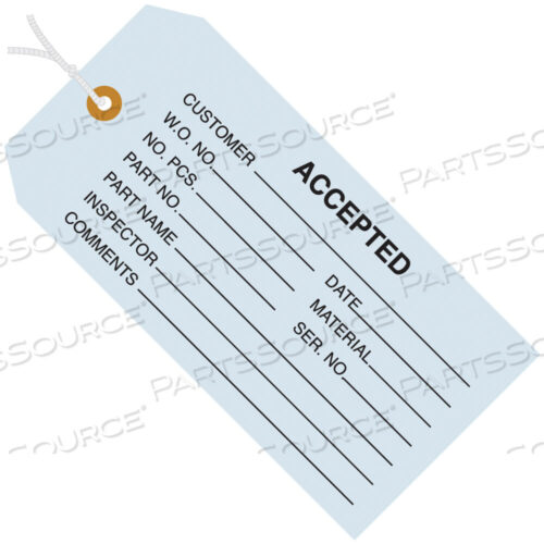 OEM#: G20012INSPECTION TAGS, PRE-STRUNG, ACCEPTED, 4 3/4 X 2 3/8, BLUE, 1000/CASE by BOX Partners (Box Acquisitions, LLC)