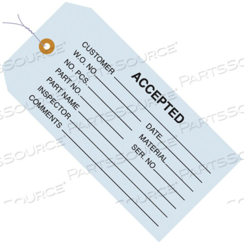 OEM#: G20013INSPECTION TAGS, PRE-WIRED, ACCEPTED, 4 3/4 X 2 3/8, BLUE, 1000/CASE by BOX Partners (Box Acquisitions, LLC)