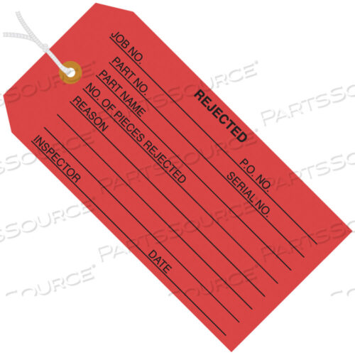 OEM#: G20032INSPECTION TAGS, PRE-STRUNG, REJECTED, 4 3/4 X 2 3/8, RED, 1000/CASE by BOX Partners (Box Acquisitions, LLC)