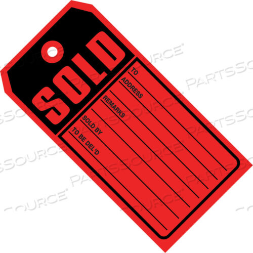OEM#: G2530SOLD TAGS, 13 POINT CARD STOCK, 4 3/4 X 2 3/8, RED/BLACK, 500/CASE by BOX Partners (Box Acquisitions, LLC)
