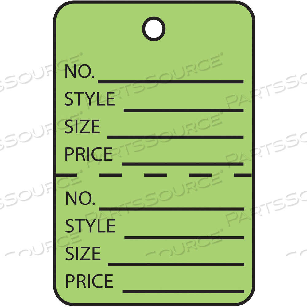 OEM#: G26015GARMENT TAGS, PERFORATED, 1 3/4 X 2 7/8, GREEN, 1000 /CASE by BOX Partners (Box Acquisitions, LLC)