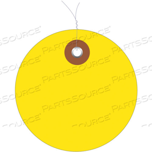 OEM#: G26073WPLASTIC CIRCLE TAGS, PRE-WIRED, 3, YELLOW, 100/EACH by BOX Partners (Box Acquisitions, LLC)