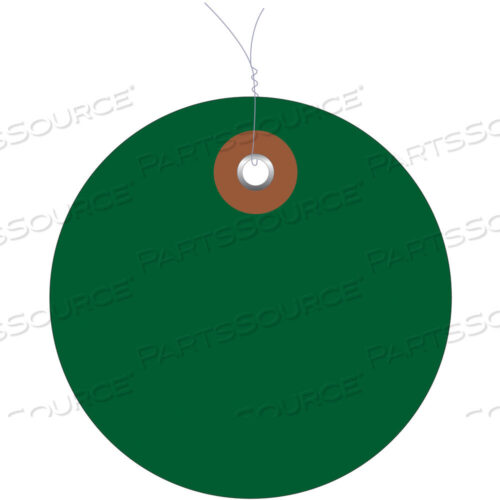 OEM#: G26075WPLASTIC CIRCLE TAGS, PRE-WIRED, 3, GREEN, 100/EACH by BOX Partners (Box Acquisitions, LLC)
