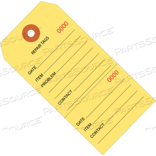 OEM#: G26200REPAIR TAGS, CONSECUTIVELY NUMBERED, 4 3/4 X 2 3/8, YELLOW, 1000/CASE by BOX Partners (Box Acquisitions, LLC)