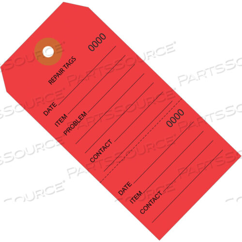OEM#: G26203REPAIR TAGS, CONSECUTIVELY NUMBERED, 6 1/4 X 3 1/8, RED, 1000/CASE by BOX Partners (Box Acquisitions, LLC)