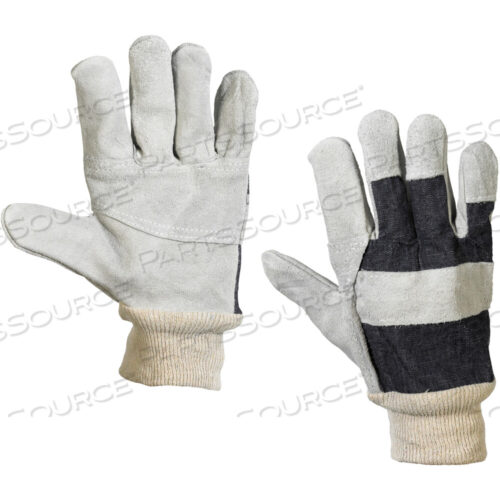 OEM#: GLV1020LLEATHER PALM W/ KNIT WRIST GLOVES, LARGE, BLACK/WHITE, 12 PAIRS/CASE by BOX Partners (Box Acquisitions, LLC)