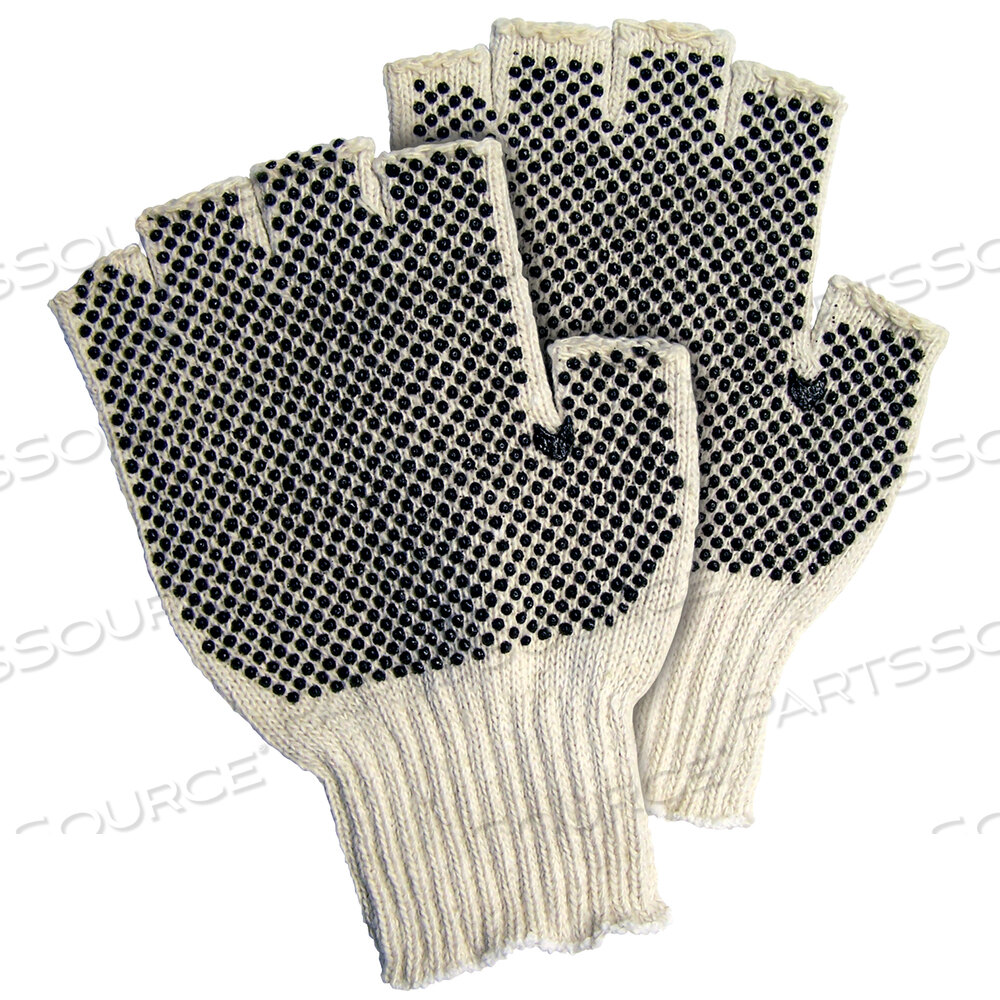 OEM#: GLV1023LFINGERLESS PVC DOT KNIT GLOVES, LARGE, WHITE/BLACK, 12 PAIRS/CASE by BOX Partners (Box Acquisitions, LLC)