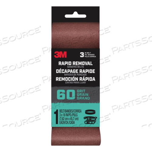 OEM#: 71001884697100188469 3M™ RAPID REMOVAL BELT, 18 INCH L, 3 INCH W, 60 GRIT by 3M Consumer
