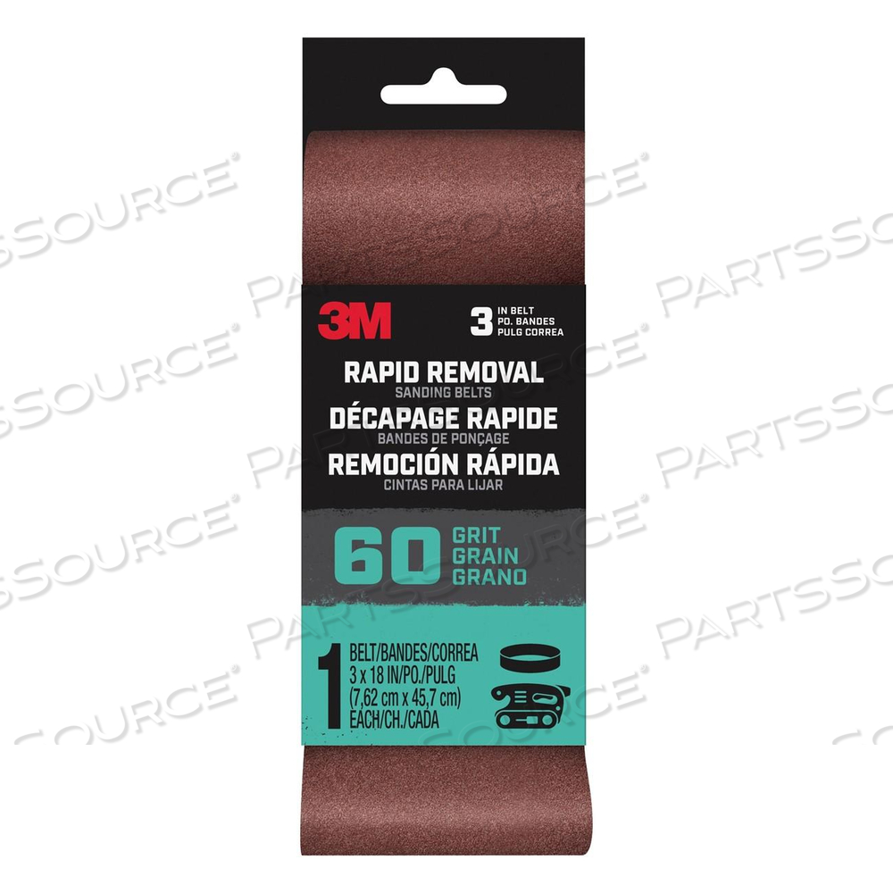 OEM#: 71001884697100188469 3M™ RAPID REMOVAL BELT, 18 INCH L, 3 INCH W, 60 GRIT by 3M Consumer