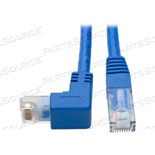 CAT6 PATCH CABLE DOWN-ANGLED RJ45 UTP GBE MOLDED M/M BLUE 1FT