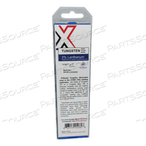 WTLAN20040 XTRWELD 2.0% LANTHANATED TUNGSTEN ELECTRODE, 0.040, BLUE, 10 PIECE