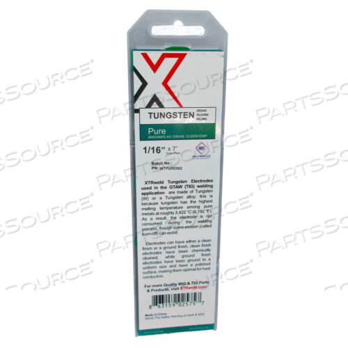 WTPURE040 XTRWELD PURE TUNGSTEN ELECTRODE, 0.040, GREEN, 10 PIECE, 7 INCH L