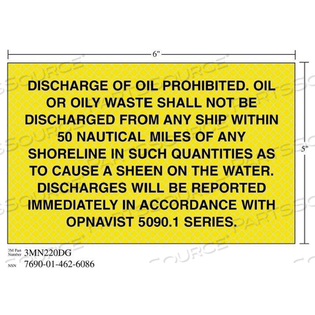 OEM#: 701034355351138-38891 3M DIAMOND GRADE SAFETY SIGN 3MN220DGDISCHARGE SERIES,7X 5 by 3M Consumer