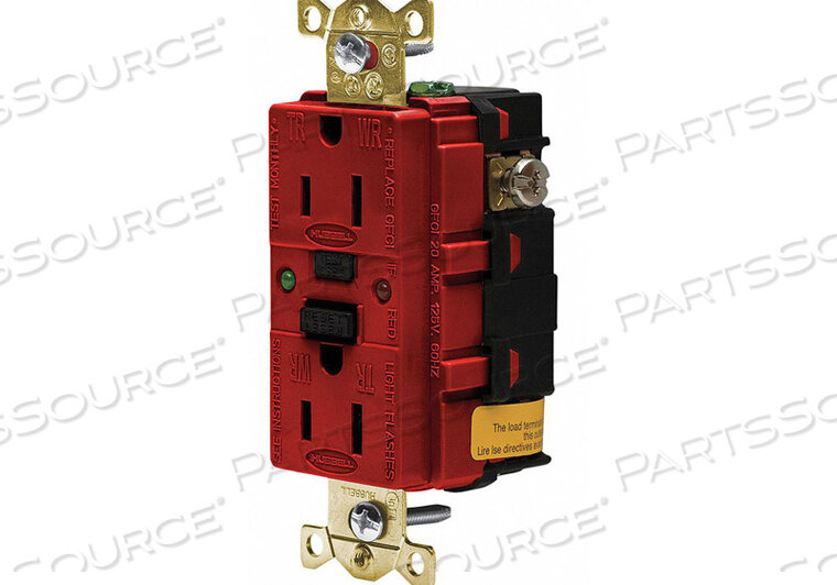 OEM#: GF5262SGRGFCI RECEPTACLE 15A 125VAC 5-15R RED by Hubbell Incorporated, Wiring Device-Kellums