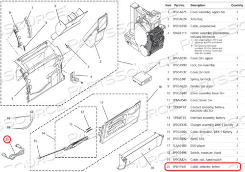 Replaces Carestream Health, Inc. SP8H7541CABLE, DETECTOR, TETHER