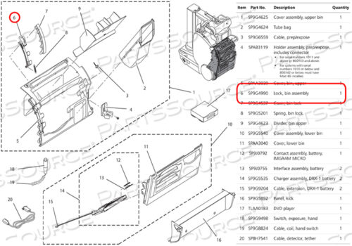 Replaces Carestream Health, Inc. SP9G4990LOCK, BIN ASSEMBLY