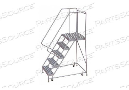 OEM#: WLAR105164-D45 STEP ALUMINUM ROLLING LADDER, 16W RIBBED TREAD, 21D TOP STEP, 32 HANDRAILS by Tri-Arc