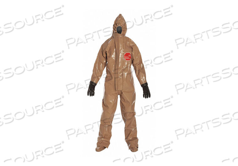OEM#: RC128TTNLG000100HOODED COVERALL W/SOCKS/BOOT FLAPS TAN L by DuPont