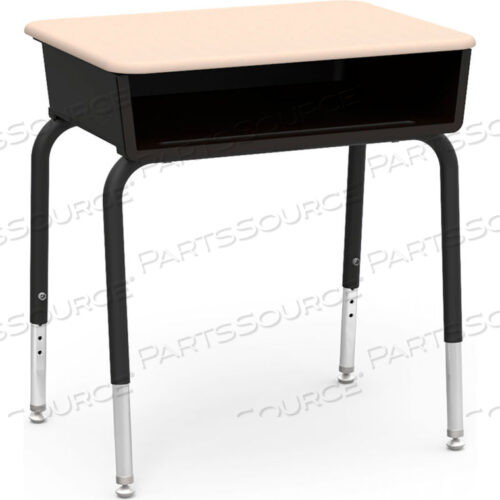 785M OPEN FRONT DESK - SANDSTONE TOP/BLACK BOOK BOX/BLACK FRAME