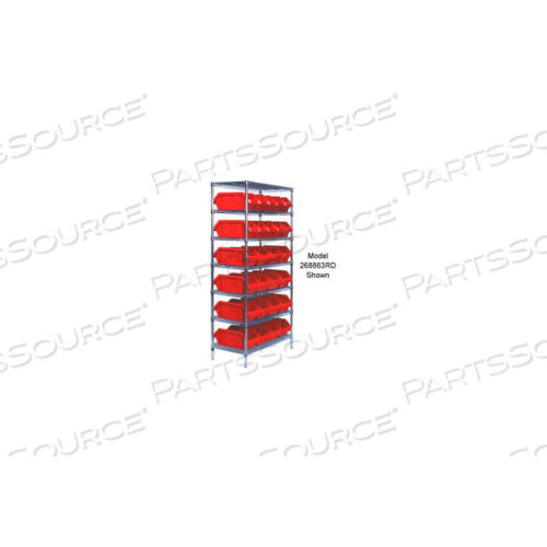 OEM#: W7-18-24RDW7-18-24 CHROME WIRE SHELVING WITH 24 QUICKPICK DOUBLE OPEN BINS RED, 18X36X74 by Quantum Storage Systems