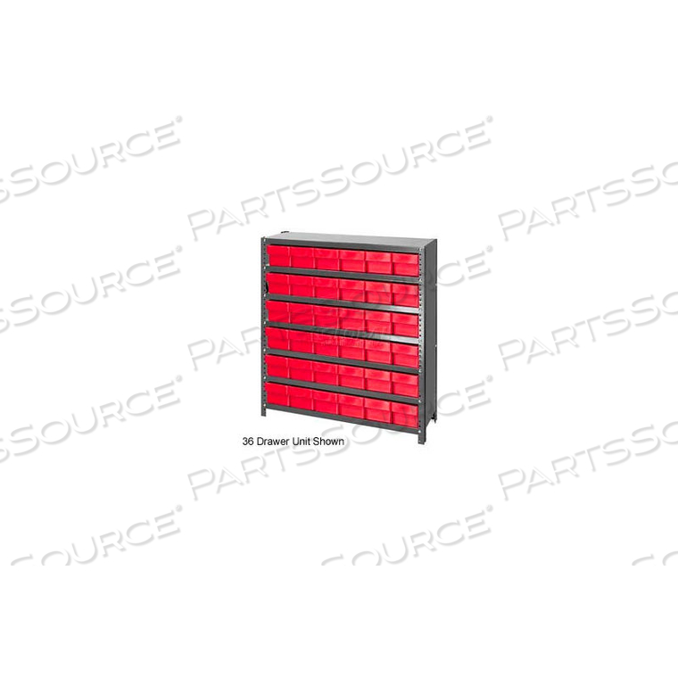 CL1839-624 CLOSED SHELVING EURO DRAWER UNIT - 36X18X39 - 45 EURO DRAWERS RED