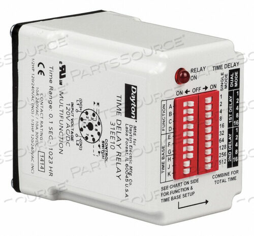 OEM#: 31EE10TIME DELAY RELAY 120VAC/DC 10A SPDT by DAYTON ELECTRIC MANUFACTURING CO
