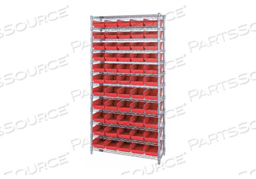 OEM#: WR12-102RDG7061 BIN SHELVING 74 OVERALL H 55 BINS RED by Quantum Storage Systems