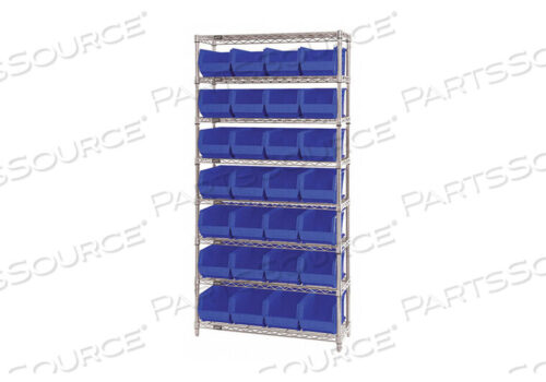 OEM#: WR8-240BLG7066 BIN SHELVING 74 OVERALL H 28 BINS BLUE by Quantum Storage Systems