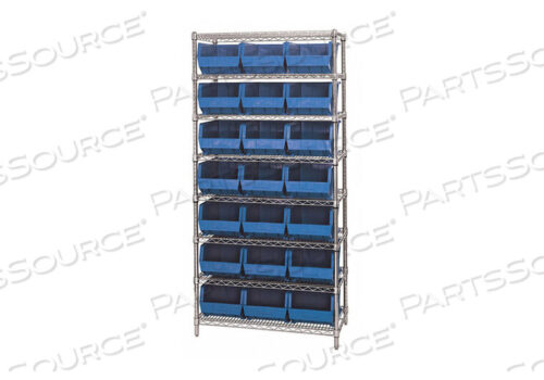 OEM#: WR8-255BLBIN SHELVING 74 OVERALL H 21 BINS BLUE by Quantum Storage Systems
