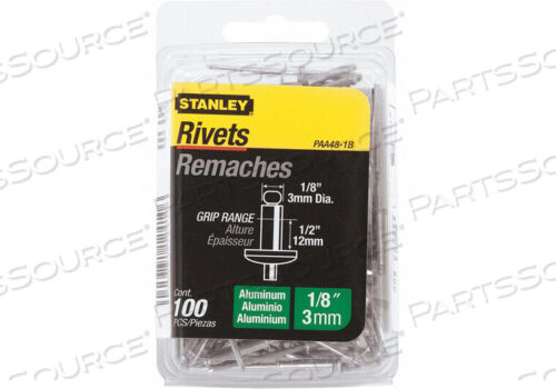 OEM#: PAA48-1BALUMINUM RIVETS 1/8 X 1/2, 100 PACK by Stanley