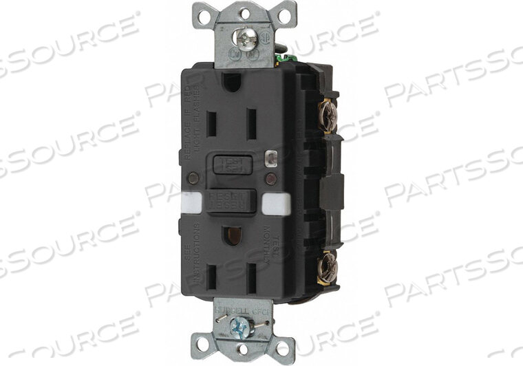 OEM#: GFRST15BKNLGFCI RCEPTCLE COMMER. BLK 15A 0.5 HP by Hubbell Incorporated, Wiring Device-Kellums