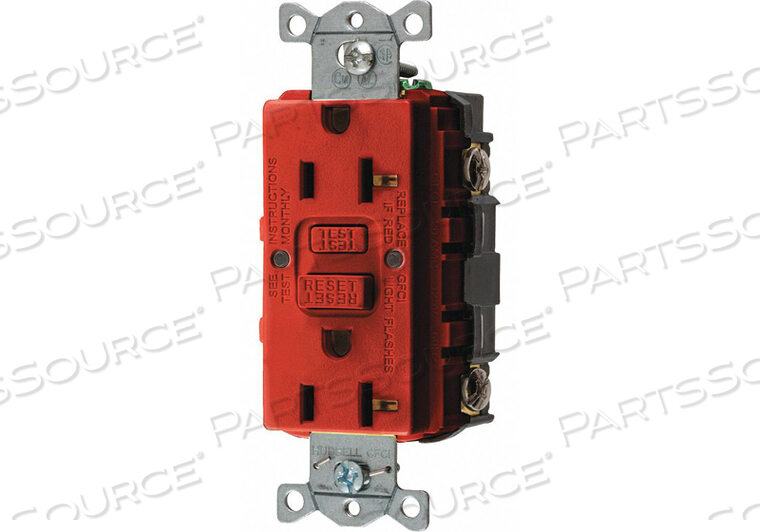 OEM#: GFRST20RGFCI RECEPTACLE 20A 125VAC 5-20R RED by Hubbell Incorporated, Wiring Device-Kellums