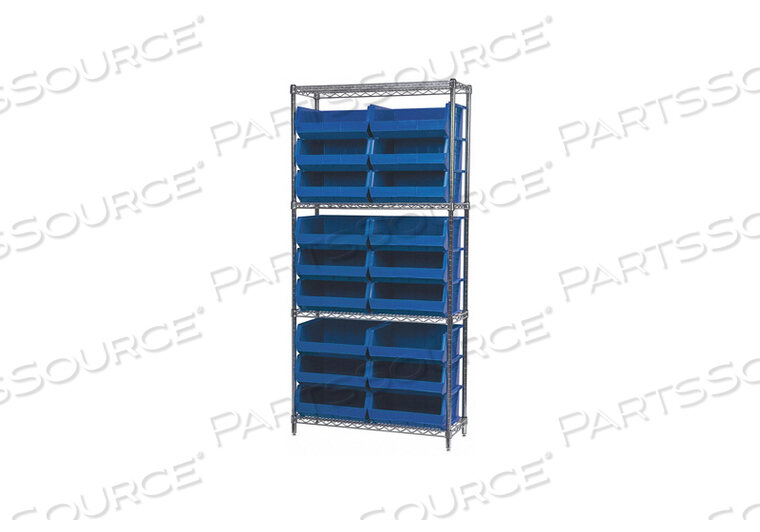 OEM#: AWS143630250BD5521 BIN SHELVING 74 OVERALL H 18 BINS BLUE by Akro-Mils / Myers Industries, Inc