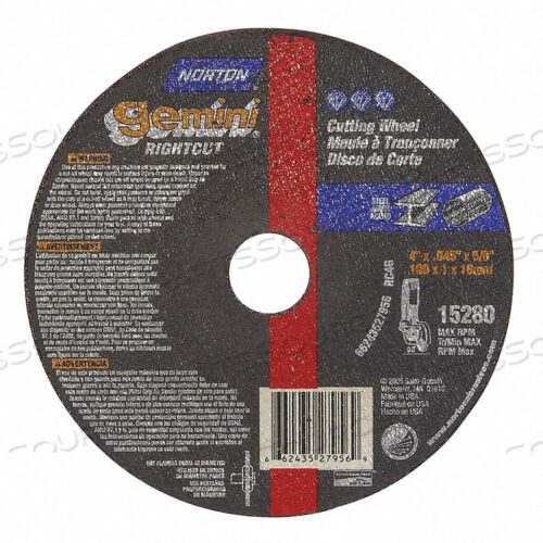 OEM#: 66243527956CUTOFF WHL GEMINI RIGHTCUT 4 X.045 X5/8 by Norton | Saint-Gobain Abrasives