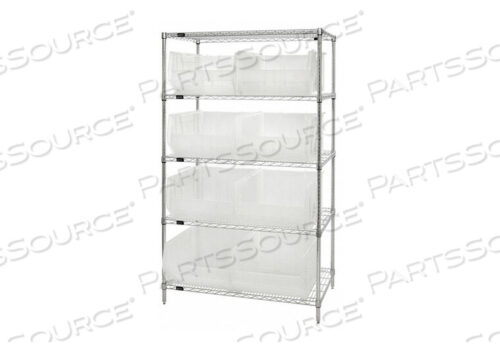 OEM#: WR5-955CLBIN SHELVING 74 OVERALL H 8 BINS CLEAR by Quantum Storage Systems