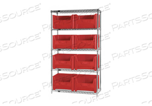 OEM#: WR5-700RDF1591 BIN SHELVING 74 OVERALL H 8 BINS RED by Quantum Storage Systems