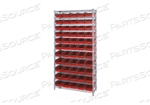 OEM#: WR12-104RDE3958 BIN SHELVING 74 OVERALL H 55 BINS RED by Quantum Storage Systems