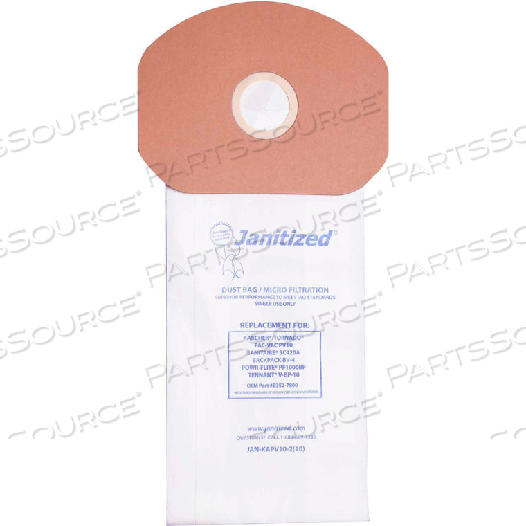 POWR-FLITE PAPER VACUUM BAG FOR POWR-FLITE BACKPACK MODEL: PF1000BP