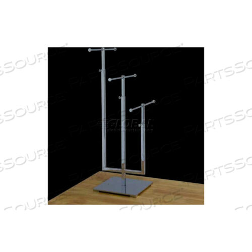 3-TIER JEWELRY STAND, ADJUSTABLE, 11-18, 15- 25 & 18- 29 H, METAL, CHROME